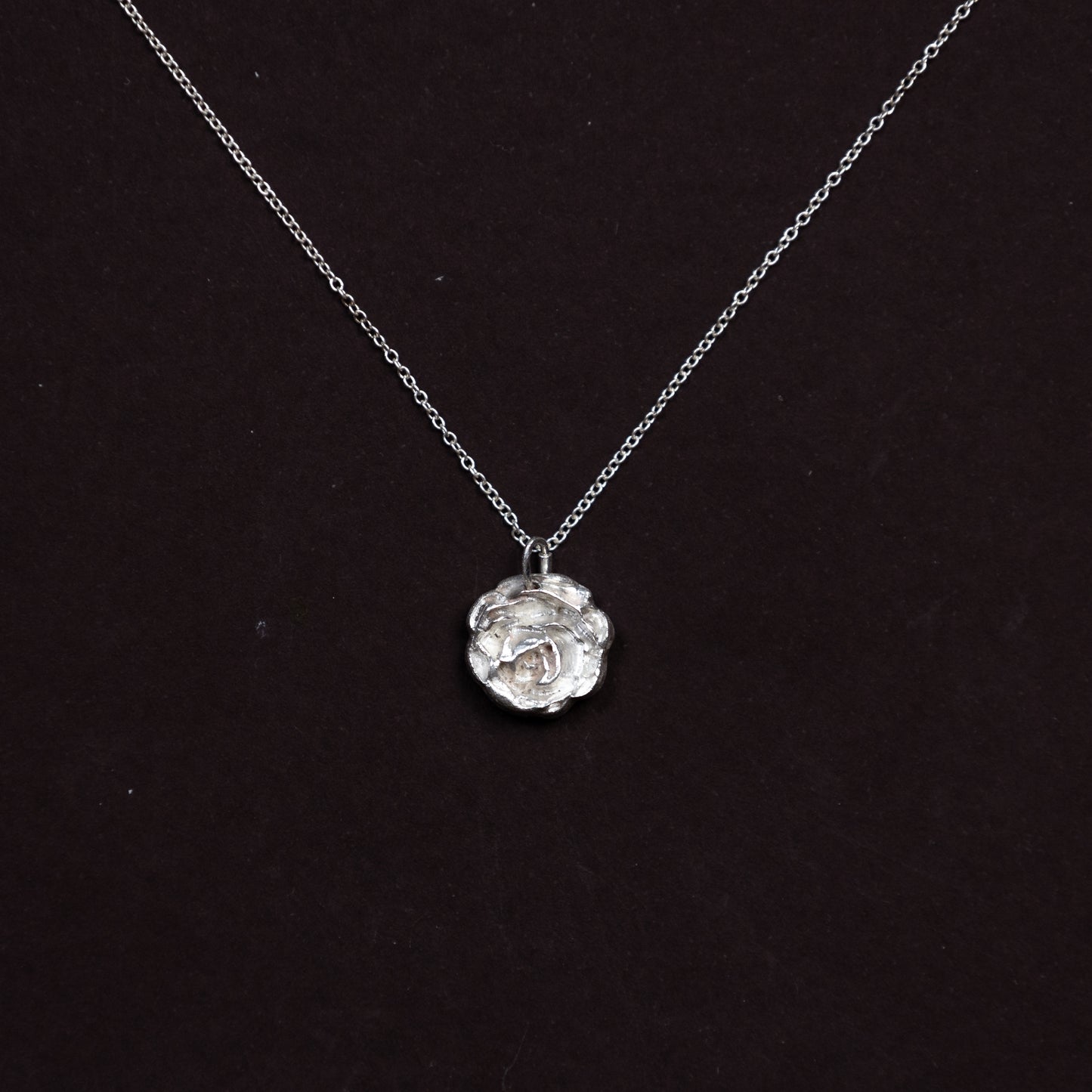 Silver rose necklace