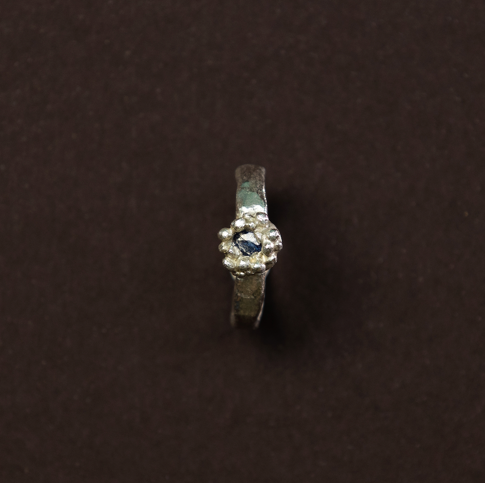 Thick Sapphire silver ring