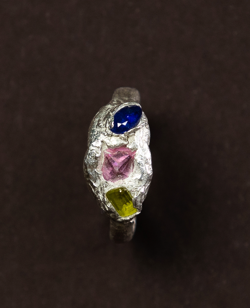 Three gemstone ring
