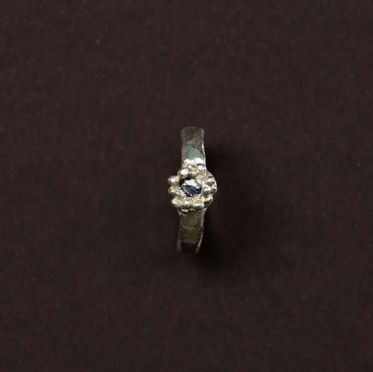 Thick Sapphire silver ring