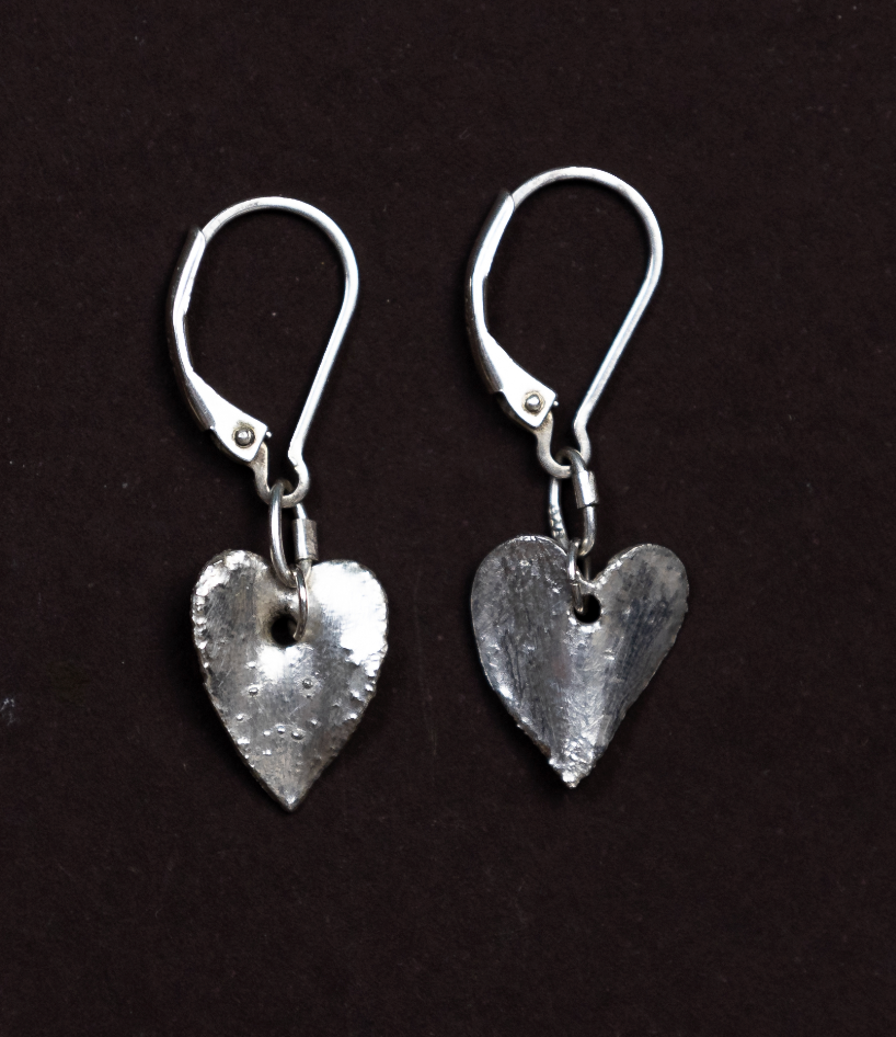 Folded heart earrings